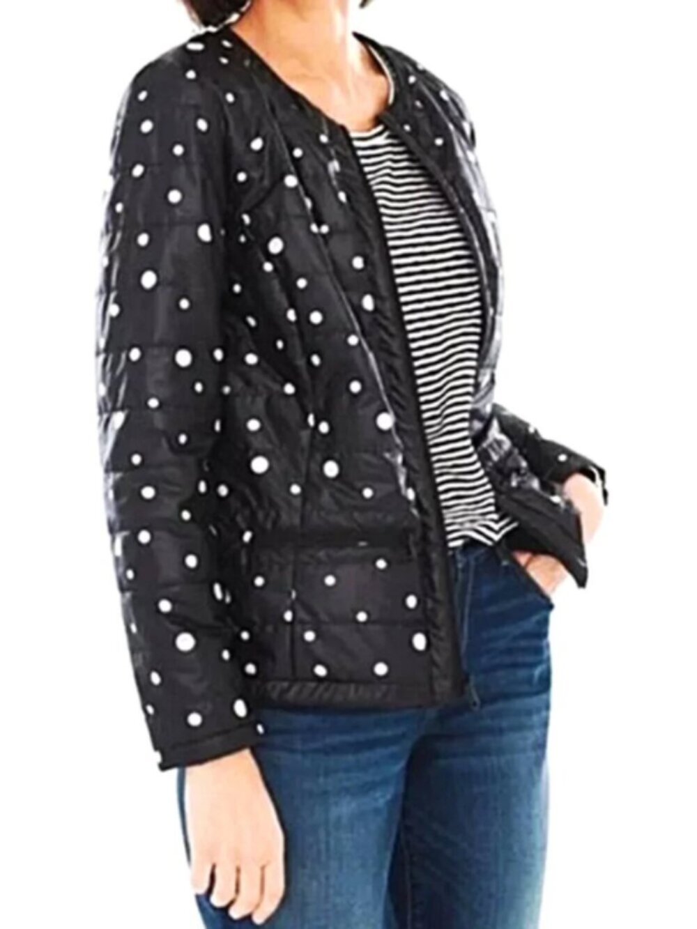 Chico's Zenergy Polka Dot Quilted Puffy Jacket size 0